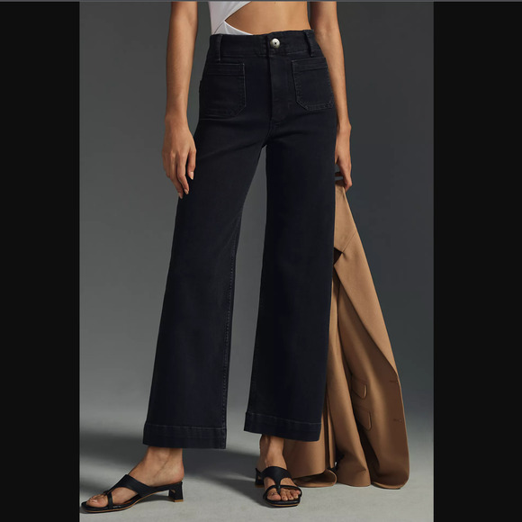 NWT Pilcro The Skipper Wide-Leg Black Jeans - 30 Waist - Picture 3 of 7